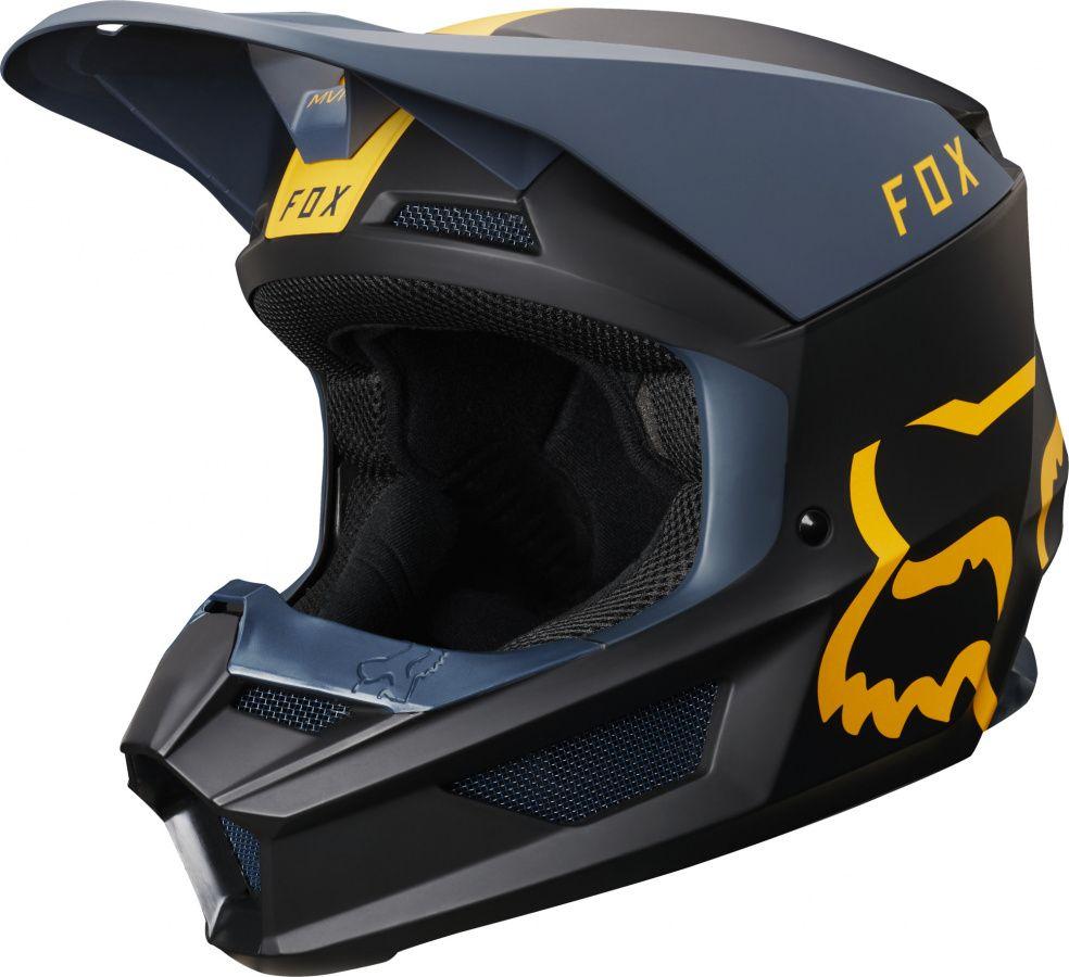 Мотошлем кроссовый Fox V1 Mata Helmet Navy/Yellow