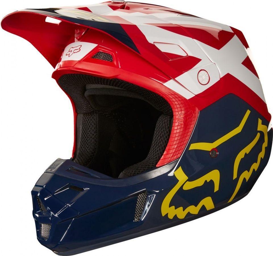 Шлем Fox V2 Preme Helmet Navy/Red