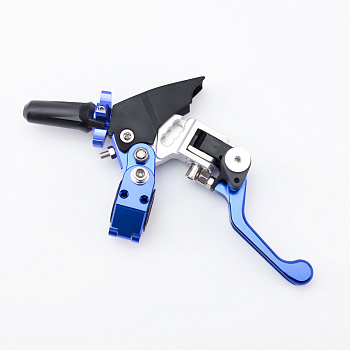 Рычаг (ручка) сцепления складной (неломайка) под два пальца CNC Blue